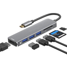 Airsky 6 In 1 Sd USB Type-C Hub HDMI Girişli Macbook Çevirici