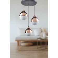 Fer Avize  Rima Modern Sarkıt Retro Bakır Kaplama 3’lü Avize