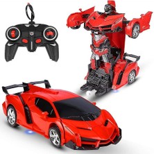 Jessieyou Mall Uzaktan Kumanda Araba Rc Trafo Robot Araba 360 Rotasyon Frenleme Şarj Edilebilir Çocuk Oyuncak Araba (Kırmızı) (Yurt Dışından)