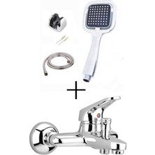 Qniay Aç Kapa Mix Banyo Bataryası + Kare Banyo Duş Seti Hortum Mafsal ve Başlık Set