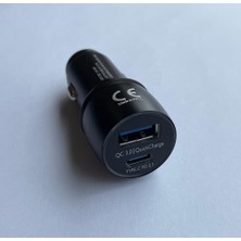 Powerway  Araç Hızlı Şarj 18W Oto Çakmaklık Qc 3.0A Usb-Type C Giriş CC34