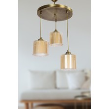 Fer Avize  Esi̇la Retro Eski̇tme Bal Çi̇ft Camlı Avi̇ze Sarkıt 3’lü Avi̇ze