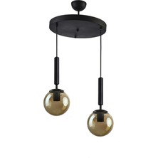 Fer Avize  Carla Siyah Gövde Füme Camlı Sarkıt 2’li Avize