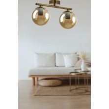 Fer Avize  Nika Modern Eskitme Füme Cam Modern 2 Li Avize