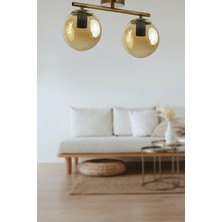 Fer Avize  Nika Modern Eskitme Bal Cam Modern 2’li Avize