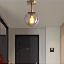 Fer Avize  Mini Modern Spor Gold Füme Camlı Tavan Plofonyer Tekli Avize