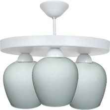 Fer Avize  Amanda Modern Plofonyer Beyaz Kasa Camli 3’lü Avi̇ze