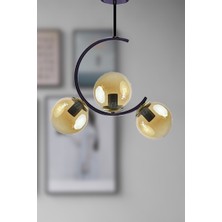 Fer Avize  Julia Modern Tasarım Siyah Spor Globe Camlı 3’lü Avize