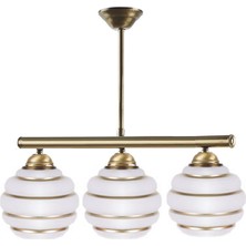 Fer Avize  Retro Rusti̇k Beyaz Gold Camli Üçlü Avi̇ze