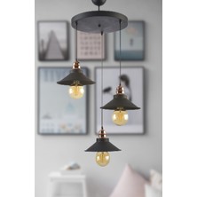 Fer Avize  Alfa Modern Sarkıt Siyah 3’lü Avize