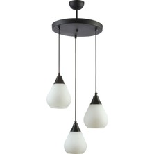 Fer Avize  Nefes Modern Spor Opal Camlı Sarkıt 3’lü Avize