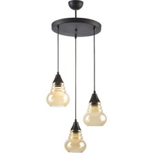 Fer Avize  Oslo Modern Spor Balcam Siyah Sarkıt 3’lü Avize