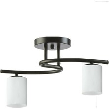 Fer Avize  Fuji Modern Spor Tavan Plofonyer Silindir Camlı 2’li Siyah Avize