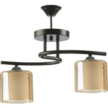 Fer Avize  Fuji Özel Tasarım Spor Modern Bal Rengi Çift Camlı Siyah 2 Li Avize