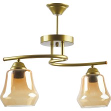 Fer Avize  Fuji Modern Dekoratif Oval Camlı Eskitme 2’li Avize