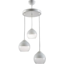 Fer Avize  Mikro  Modern Spor Dekoratif 3’lü Camlı Sarkıt Avize