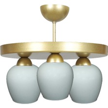 Fer Avize  Amanda Modern Plofonyer Gold Kasa Camlı 3’lü Avi̇ze