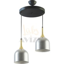 Fer Avize  Reina Modern Tasarım Metal Başlık Sarkıt 2’li Avize