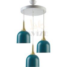 Fer Avize  Reina Modern Tasarım Metal Başlık Sarkıt 3 Lü Avize