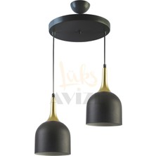 Fer Avize  Reina Modern Tasarım Metal Başlık Sarkıt 2’li Avize