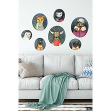 Kt Grup Hipster Animals 7 Adet Duvar Sticker Seti