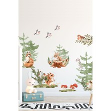 Kt Grup Büyük Boy Safari Hayvanları Sincap Tilki ve Kuşlar Duvar Sticker Seti