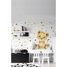 Kt Grup Sevimli Yavru Aslan Renkli Puantiyeler Duvar Sticker Seti