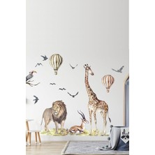 Kt Grup Vahşi Afrika Aslan Zürafa Ceylan ve Kuşlar Duvar Sticker Seti