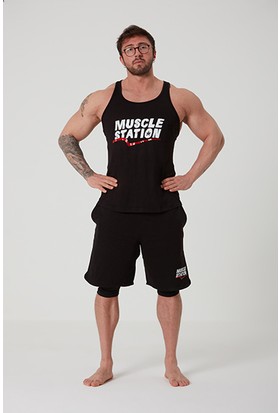 Musclestation Toughman Tank Workout Siyah Fitness Atlet
