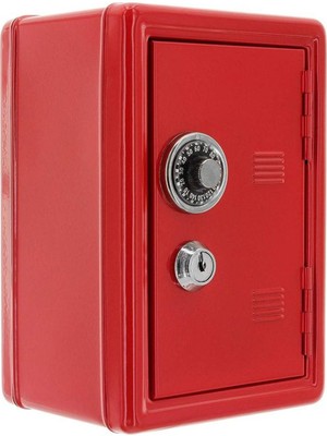 Mobgift Kilitli Anahtarlı Kasa Kumbara (Kırmızı)