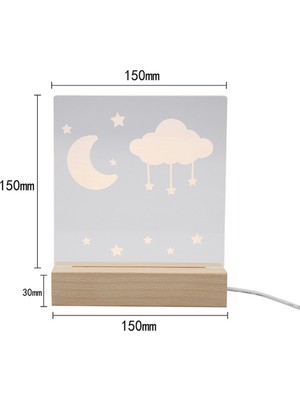 B Baosity 3D Gece Işık Akrilik Yatak Başucu Lamba Çalışma Odası Dekor Noel Düğün Moon Yıldız Bulut Için