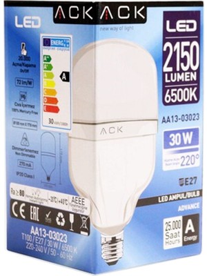 Ack AA13-03023 30W LED Ampul 6500K Beyaz E27 T100