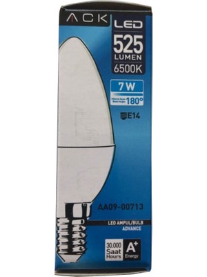 Ack AA09-00713 7W Buji LED Ampul 6500K Beyaz E14