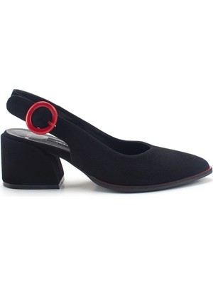 Celal Gültekin Siyah Kırmızı Kadın Süet Ayakkabı 20800