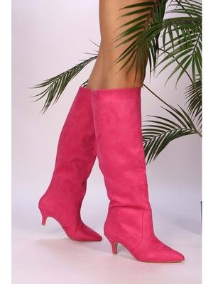 Shoeberry Kadin Fusya Süet Körüklü Günlük Çizme