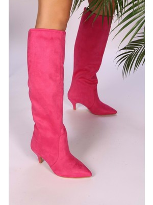 Shoeberry Kadin Fusya Süet Körüklü Günlük Çizme