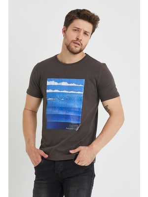 Polo State Erkek Baskılı T-Shirt Kahverengi