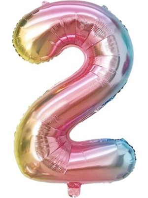 Kalisan 0123456789 Yaş Renkli Gökkuşağı Balon Unicorn Parti