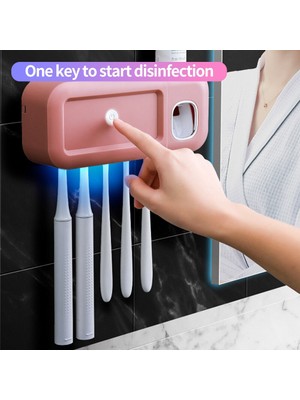 SLD Wall Mounted Solar Ultraviolet Smart Electric Toothbrush Holder Toothpaste Dispenser Disinfecting Clean Storage Rack Bathroom|toothbrush & Toothpaste Holders  (Yurt Dışından)