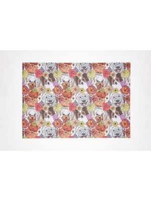 Asterion Fiyonk Desen Baskılı Pet Havlu ve Matı, Köpek - Kedi Kurulama ve Alt Örtüsü 50 x 70 cm