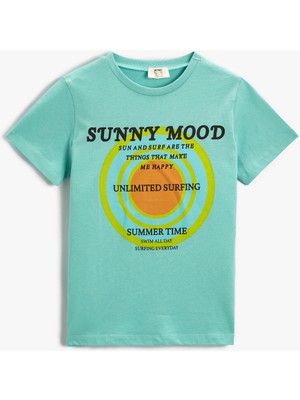 Koton Erkek Çocuk Slogan Baskılı Kısa Kollu Tişört Pamuklu