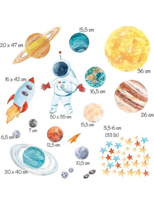 Kt Grup Astronot ve Gezegenler Mega Set Duvar Sticker