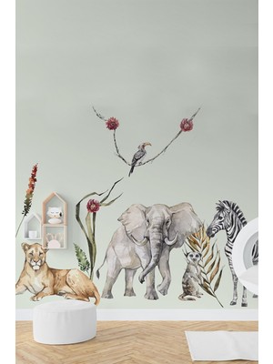 Kt Grup Vahşi Afrika Büyük Boy Safari Hayvanları Duvar Sticker Seti