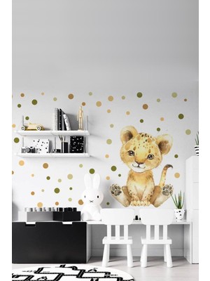 Kt Grup Sevimli Yavru Aslan Renkli Puantiyeler Duvar Sticker Seti