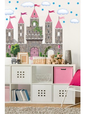 Kt Grup Prenses Şatosu Bulutlar ve Yıldızlar Kız Çocuk Odası Duvar Sticker Seti