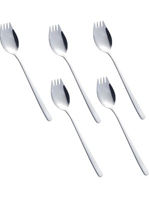 5 Adet Metal Açık Kaşık Spork Gereçleri Spork Gadget Kamp Sofra Araçları