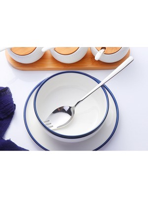 5 Adet Metal Açık Kaşık Spork Gereçleri Spork Gadget Kamp Sofra Araçları