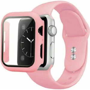 Apple Watch Uyumlu Seri 7 41 mm Kordon Kayış 360 Komple Çerçeve Korumalı 2 In 1 Silikon