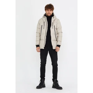 Mero Life Erkek Taş Slim Fit Kapüşonlu Dik Yaka Şişme Mont