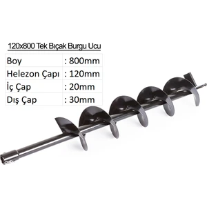 Tek Bıçak Toprak Burgu Ucu 120 x 800 mm